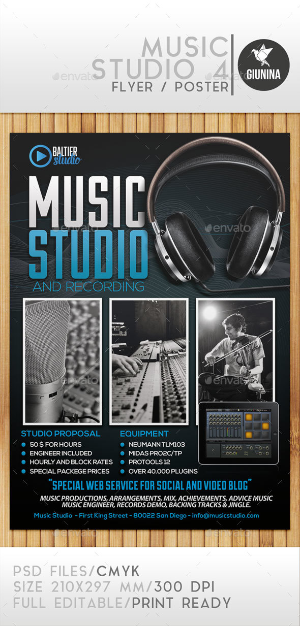 Music Studio 4 Flyer/Poster by Giunina | GraphicRiver