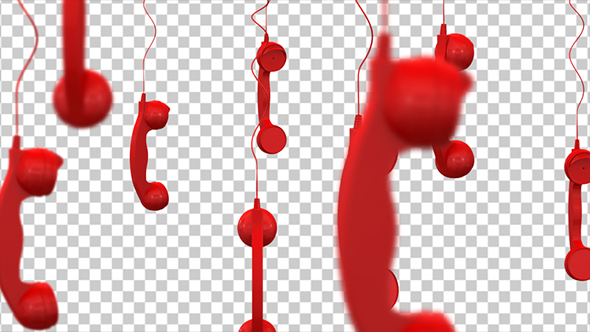 Red Telephone Receivers Hanging