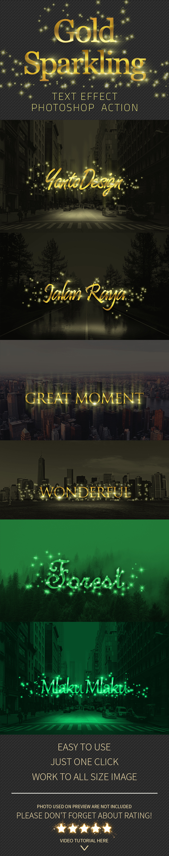 Gold Sparkling Text Effect Action - Text Effects Actions