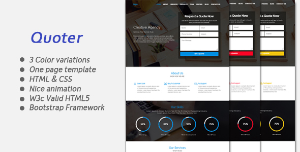 Quoter One page - ThemeForest 19203933