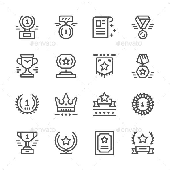 Set Line Icons of Award - Abstract Icons