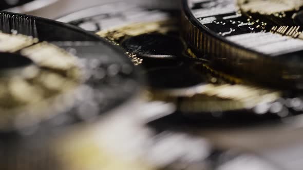 Rotating shot of Ripple Bitcoins (digital cryptocurrency) - BITCOIN RIPPLE 0060 alt