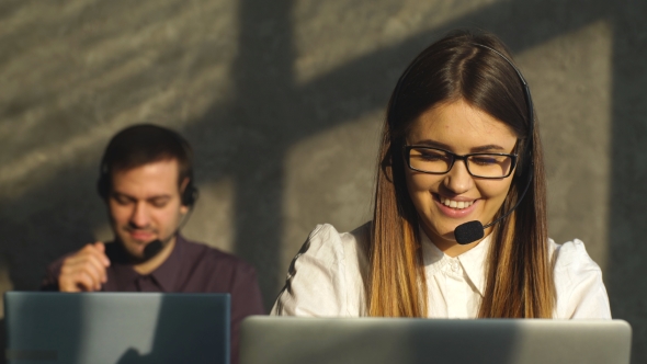 Positive Girl Working in the Call Center