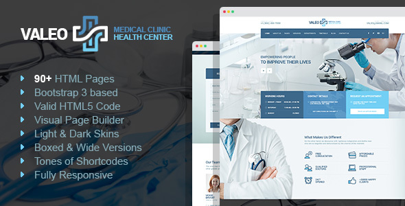 Extraordinary Valeo - Hospital & Medical Lab HTML template with Page Builder
