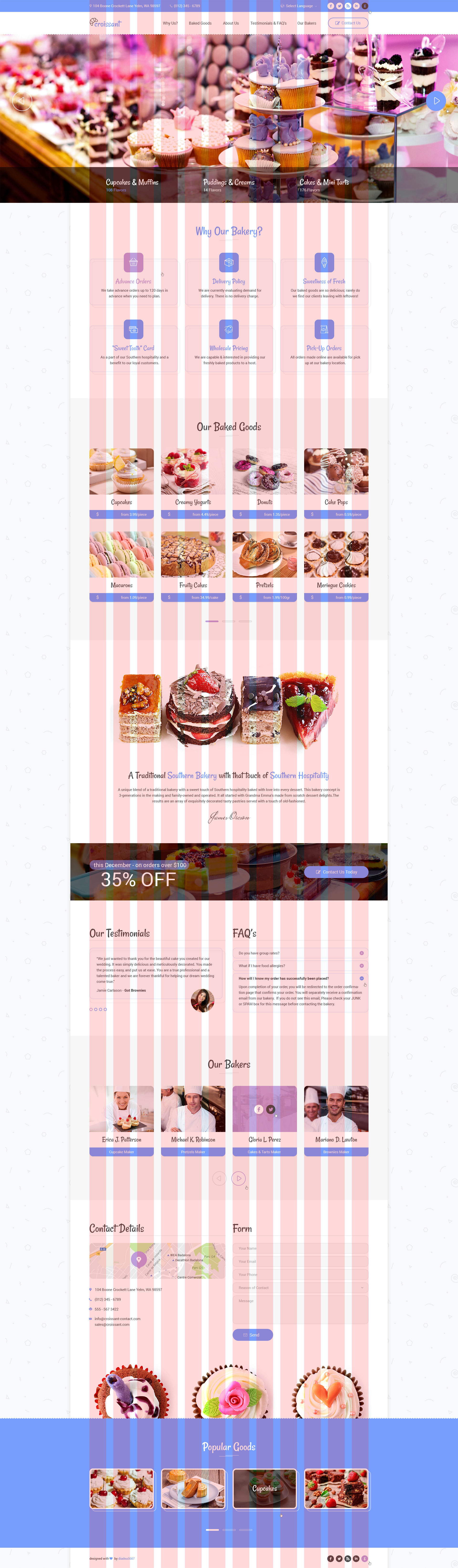 Croissant - Creative Bakery and Pastry Business One Page PSD Template