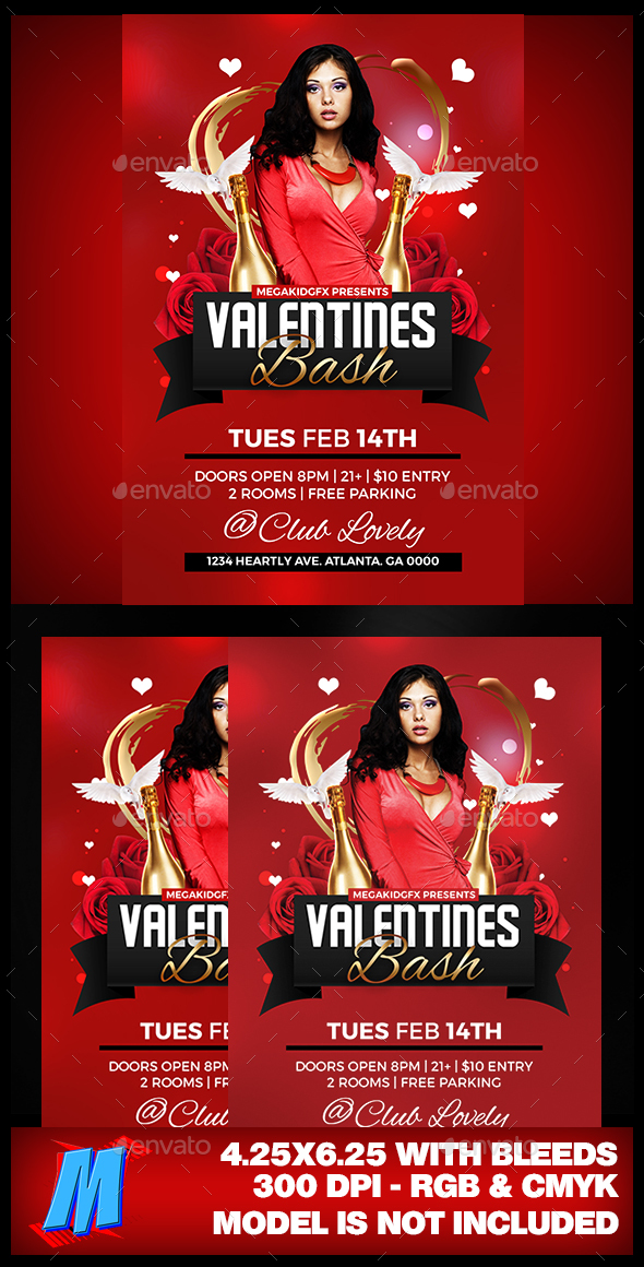 Valentines Bash Flyer Template - Clubs & Parties Events