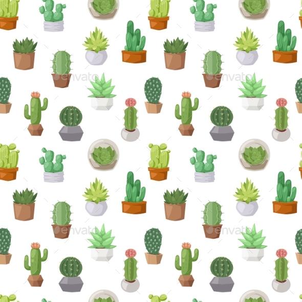 Cactus Doodle Seamless Pattern Vector. - Backgrounds Decorative