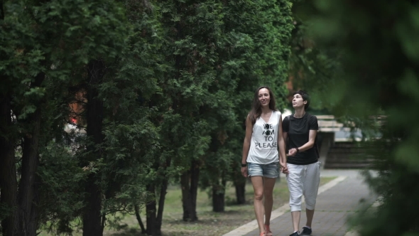 Two Lesbians Holding Hands And Walking In The Park By HIGHTFILM Vid