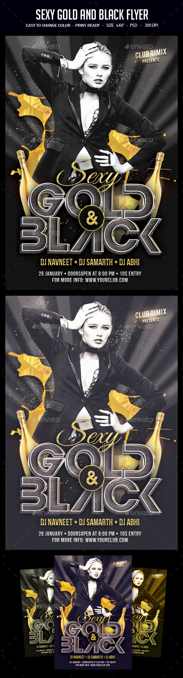 Sexy Gold And Black Flyer - Clubs & Parties Events