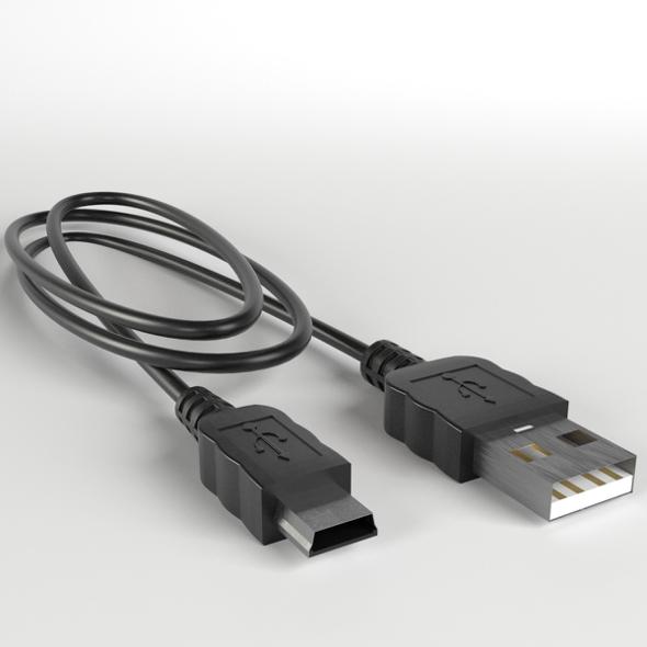 USB Cable with USB A and MINI USB plugs - 3DOcean Item for Sale