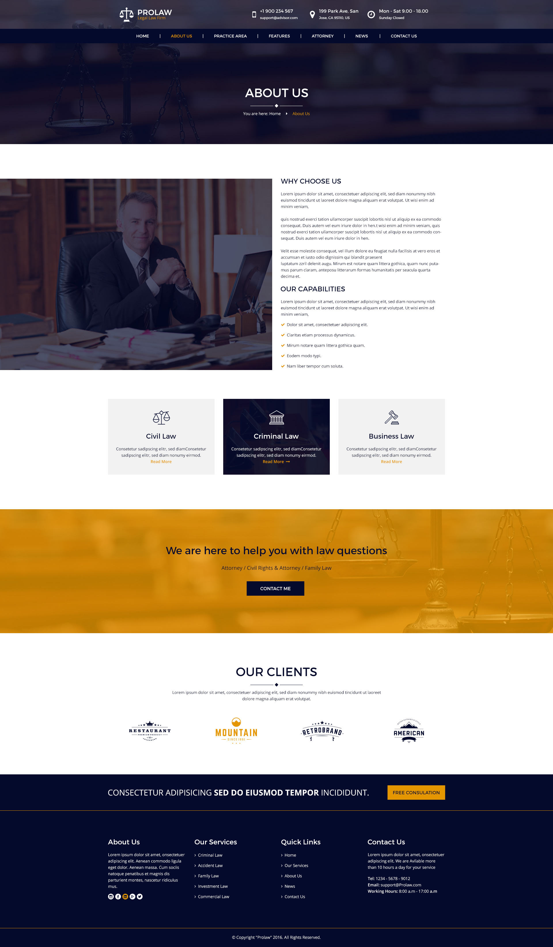 Prolaw Legal Law Firm - Attorney PSD Templates By Mine-tech | ThemeForest