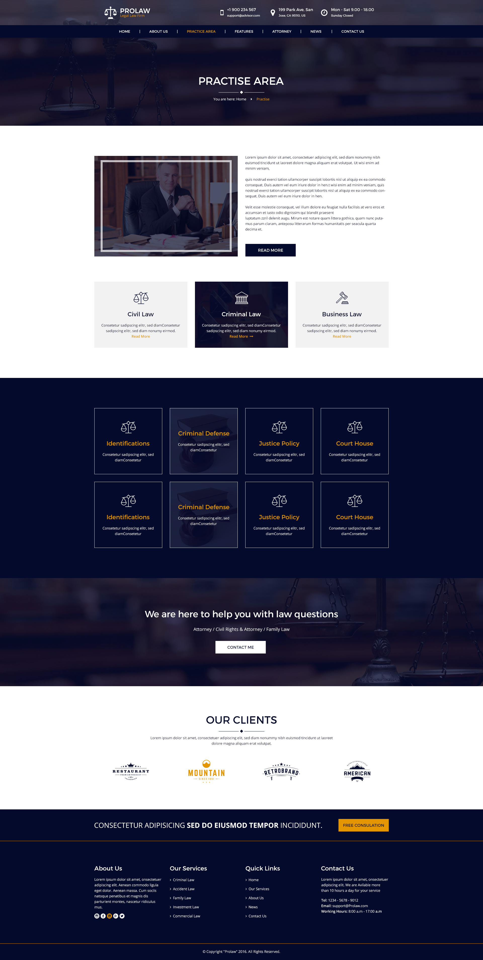 Prolaw Legal Law Firm - Attorney PSD Templates By Mine-tech | ThemeForest