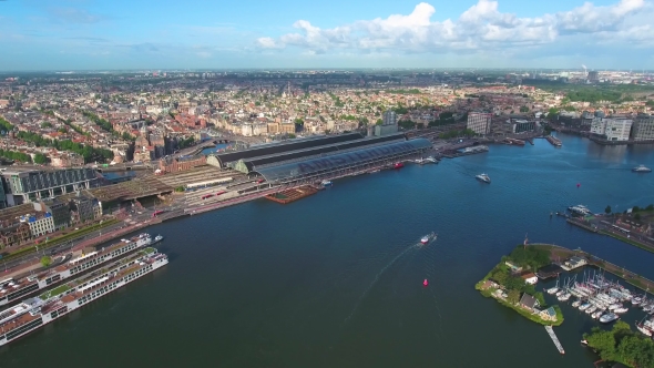 City Aerial View Over Amsterdam alt