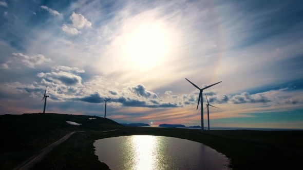 Windmills for Electric Power Production Havoygavelen Windmill Park Norway alt