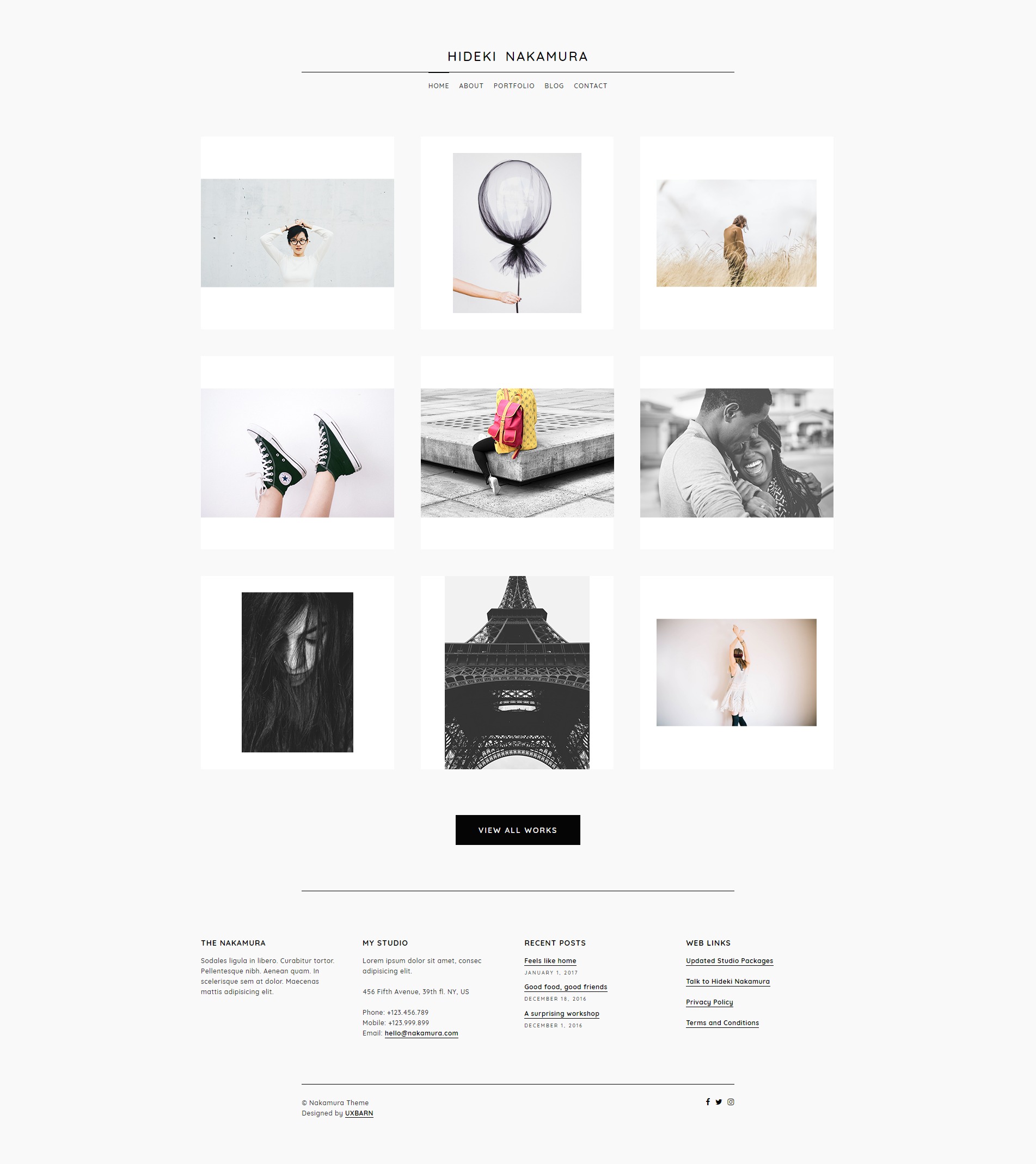 - minimalist portfolio spaceship photography theme Minimal Photography Nakamura WordPress Portfolio and