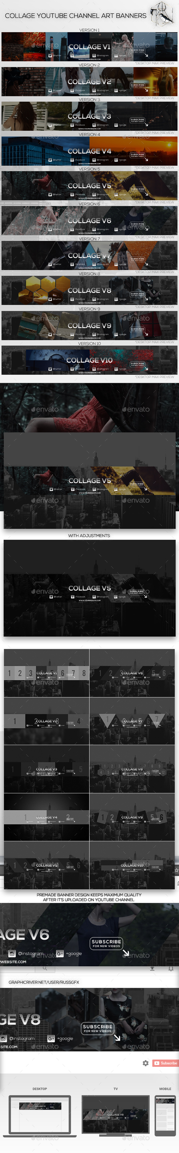 10 Collage Youtube Channel Art Banners - YouTube Social Media
