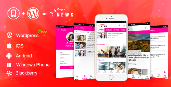 Full Android, iOS Mobile Application for Wordpress Website - Star News - CodeCanyon Item for Sale