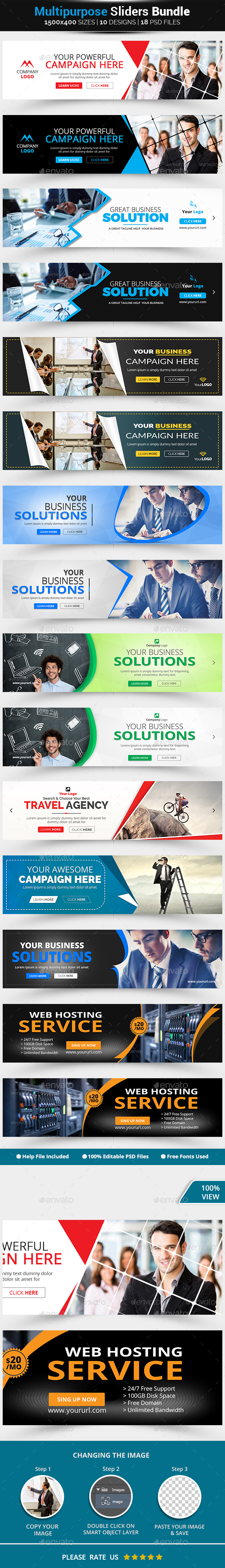 Business Sliders Bundle-8 Design - Sliders & Features Web Elements