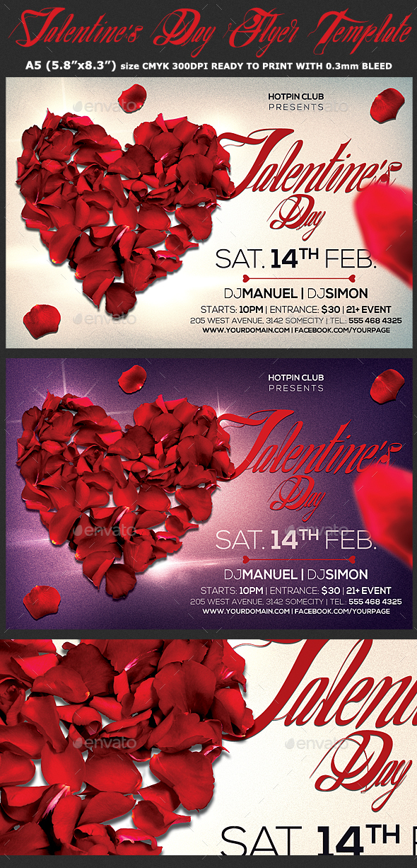 Valentines Day Flyer Psd Template - Clubs & Parties Events