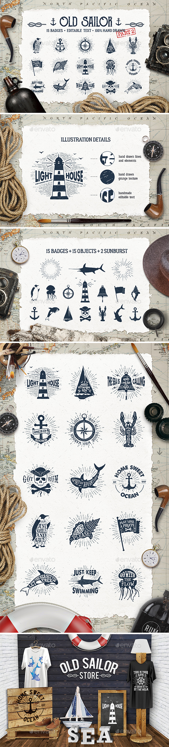 Old Sailor Vintage Badges Vol.2 - Travel Conceptual