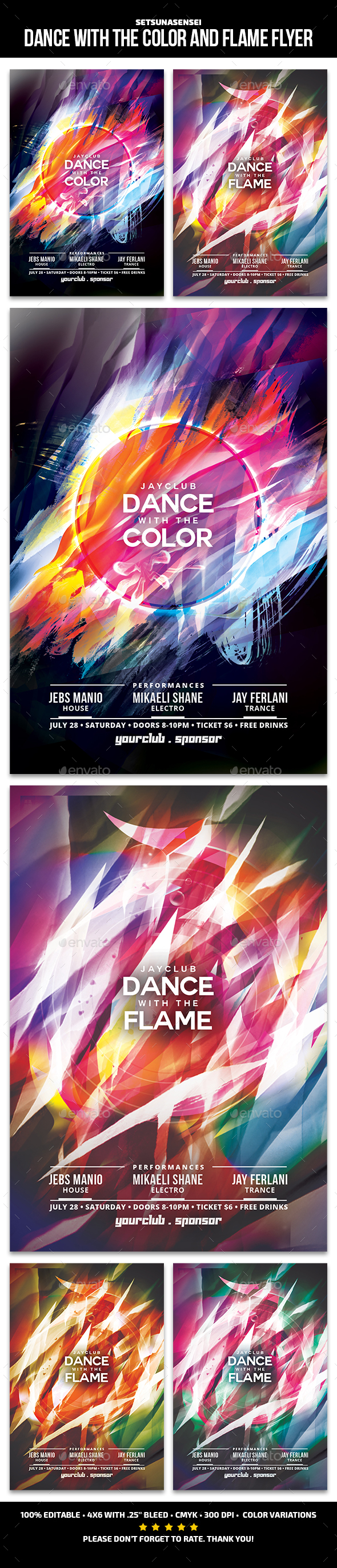 Dance with the Color and Flame Flyer - Clubs & Parties Events