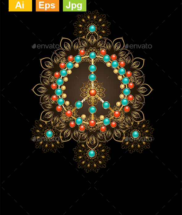 Peace Symbol with Turquoise - Decorative Symbols Decorative