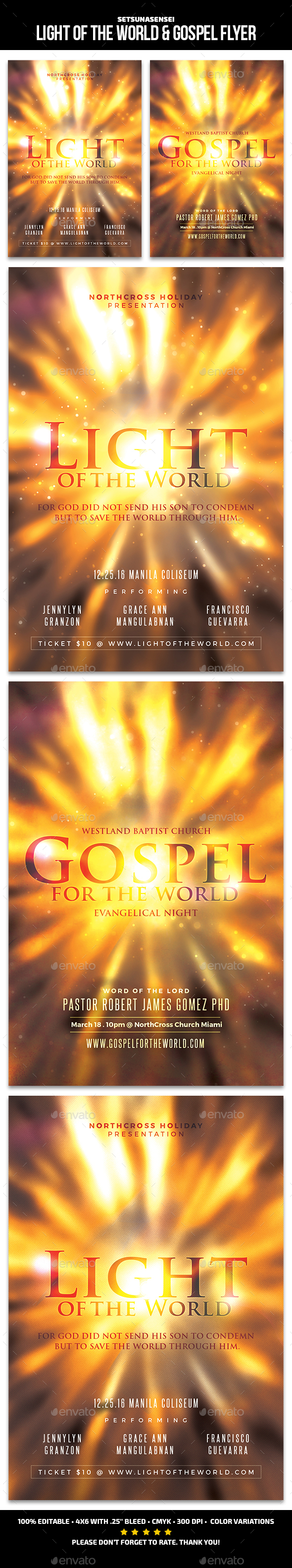 Light of the World & Gospel Flyer - Church Flyers