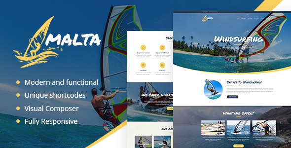 Malta - Windsurfing, Kitesurfing & Wakesurfing Center WordPress Theme - Travel Retail
