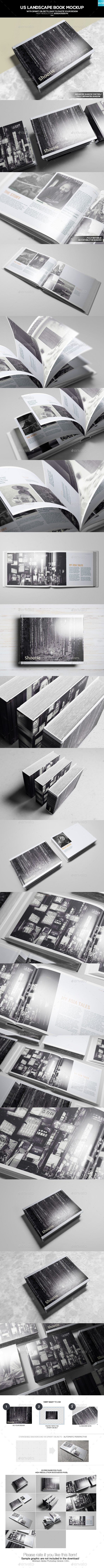 US Landscape Book Mockup - Books Print