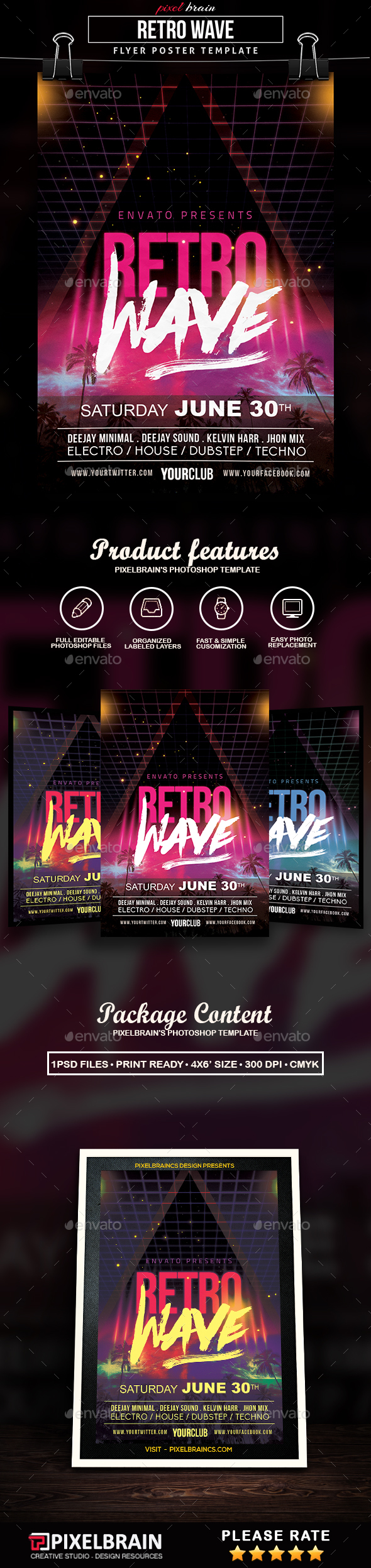 Retro Wave Flyer Template