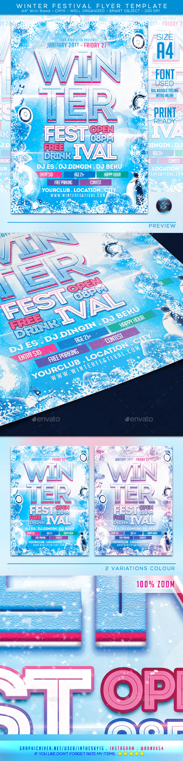 Winter Party Flyer Template - Flyers Print Templates