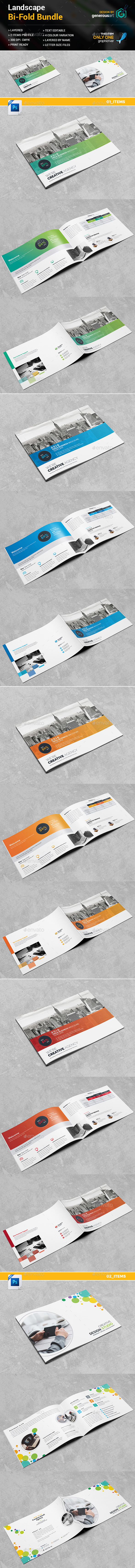 Landscape Bi-Fold Brochure Bundle_2 in 1 - Corporate Brochures