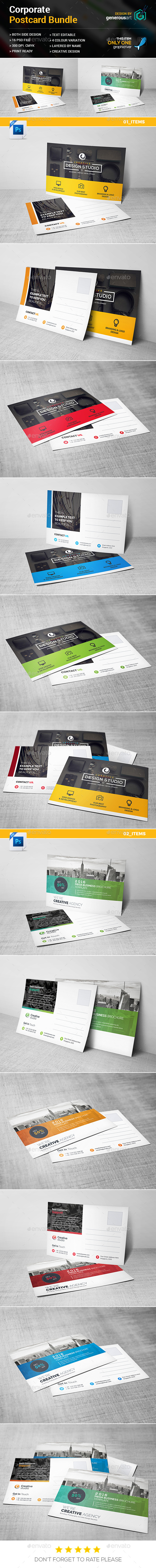 Postcard Bundle 2 in 1 - Cards & Invites Print Templates