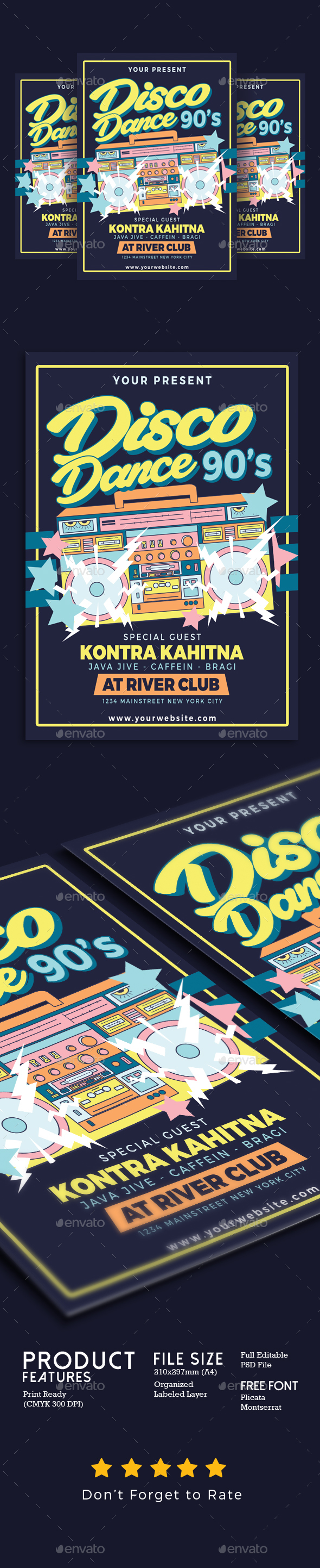 Disco Dance 90's Party - Events Flyers