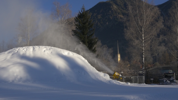Snow Machine Blowing Artificial Snow