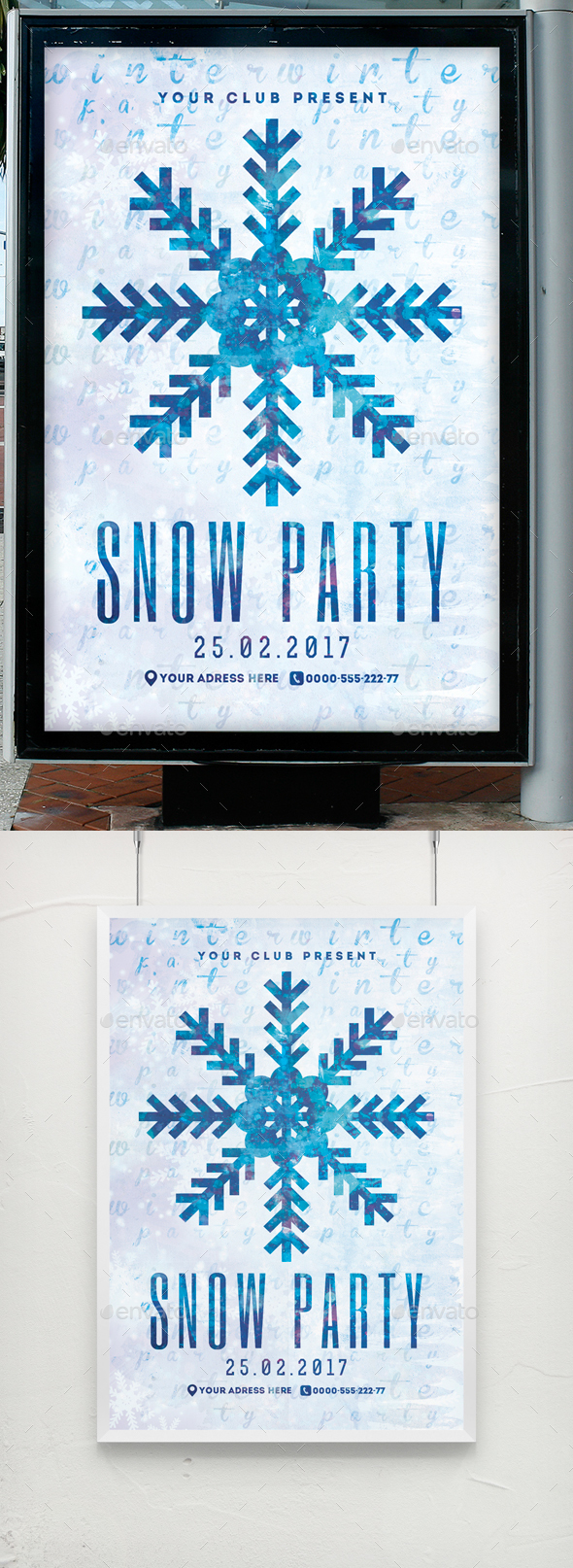 Snow Party Flyer Poster Template - Clubs & Parties Events