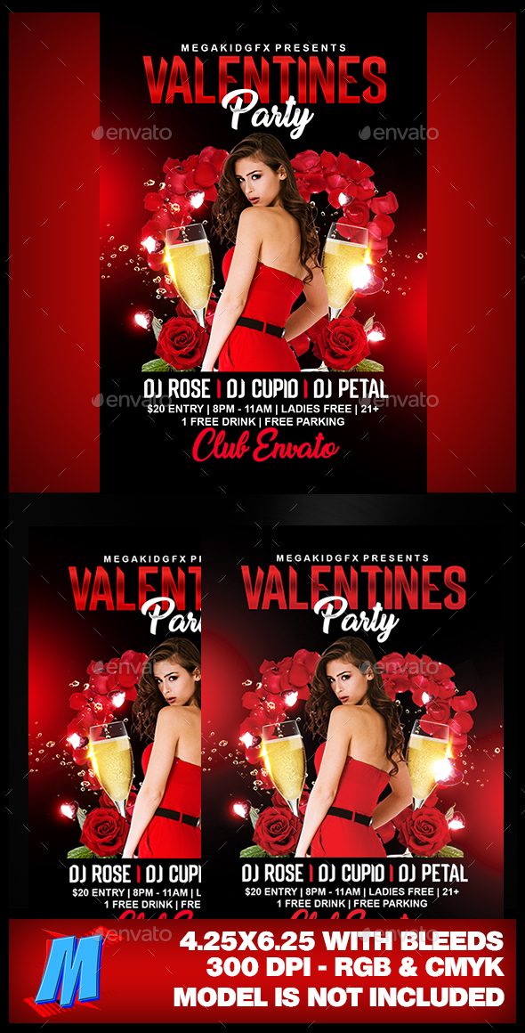 Valentines Party Flyer Template - Clubs & Parties Events