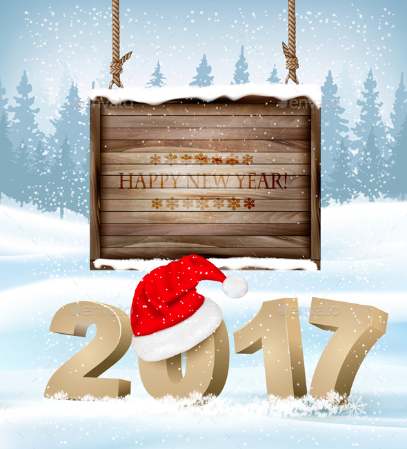 Happy New Year Background With 2017 Vector - New Year Seasons/Holidays