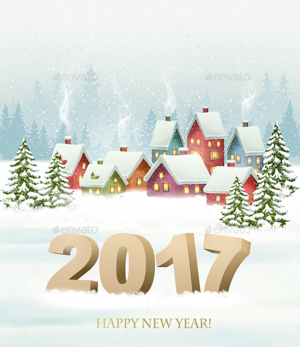 Happy New Year 2017! New Year Design Template Vector - New Year Seasons/Holidays