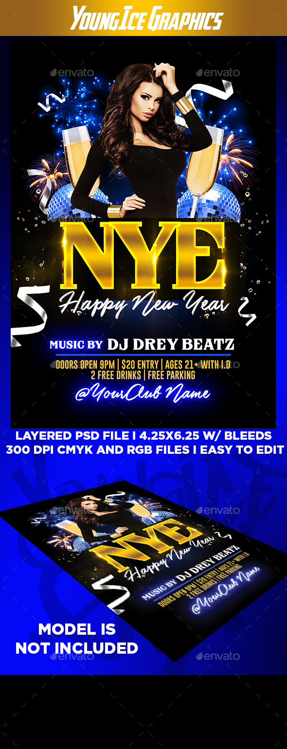 NYE Party Flyer Template - Clubs & Parties Events
