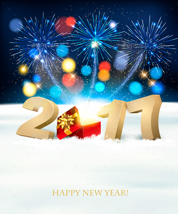 Happy New Year 2017! New Year Design Template Vector - New Year Seasons/Holidays