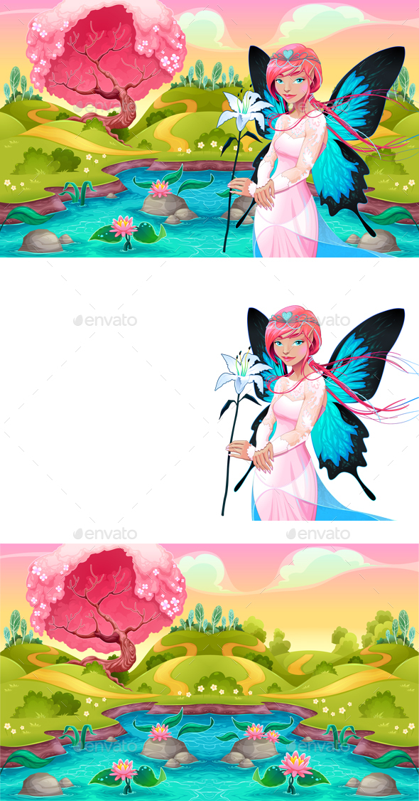 Portrait of a Young Fairy in a Fantasy Landscape - Landscapes Nature
