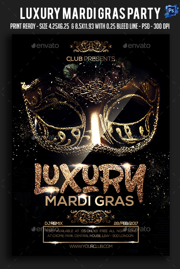 luxury mardi gras party flyer by sparkg graphicriver high end luxury flyer design