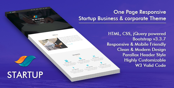 Special Startup : One Page Responsive Startup Business & Corporate Template