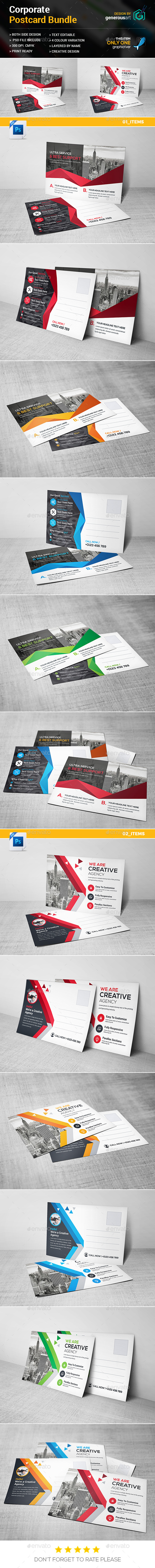 Postcard Bundle 2 in 1 - Cards & Invites Print Templates