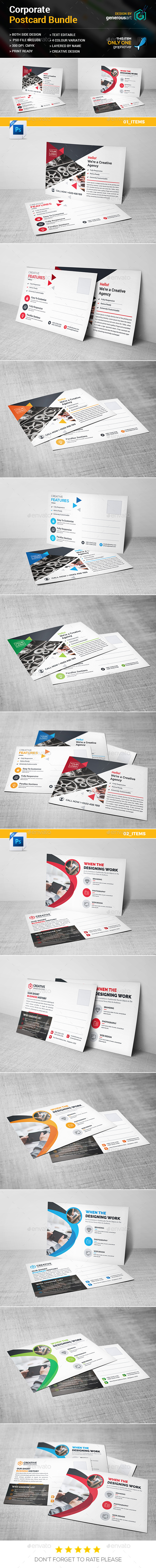 Postcard Bundle 2 in 1 - Cards & Invites Print Templates