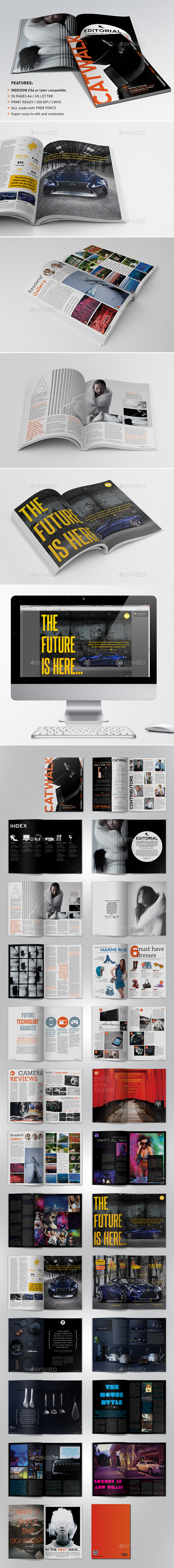 Catwalk Magazine Indesign Template - Magazines Print Templates