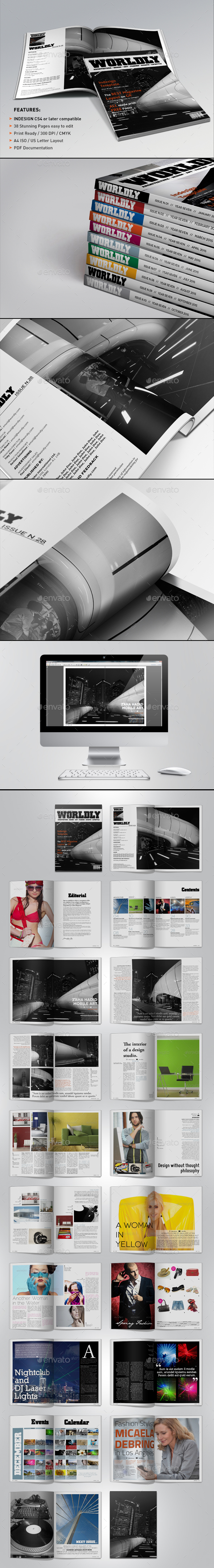 Wordly Magazine Indesign Template - Magazines Print Templates