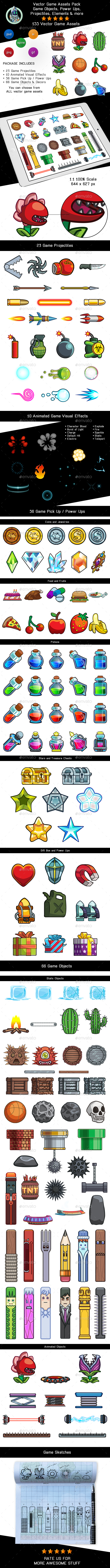 Vector Game Assets Pack - Objects, Power Ups, VFX and Elements - Objects Vectors