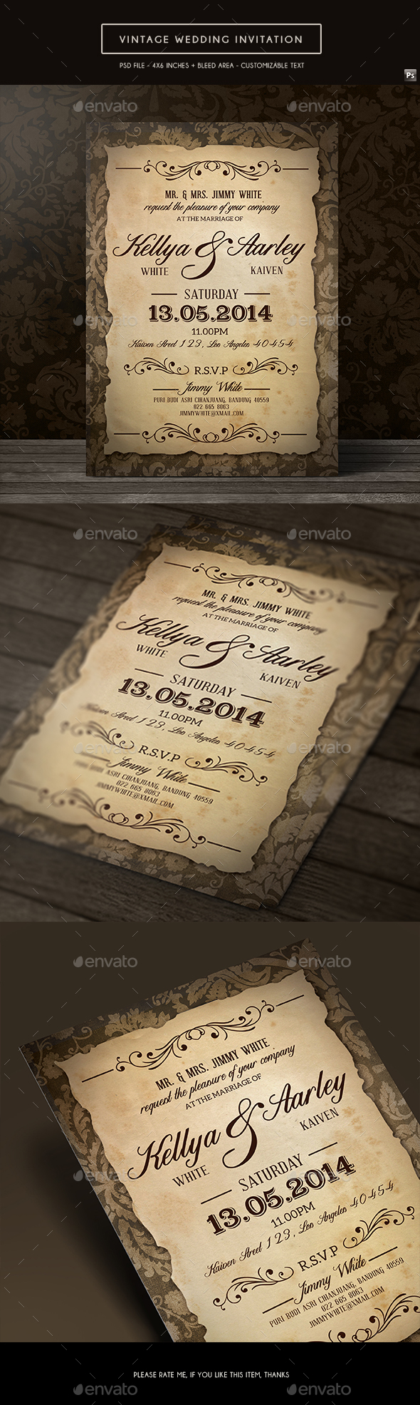 Vintage Wedding Invitation - Weddings Cards & Invites